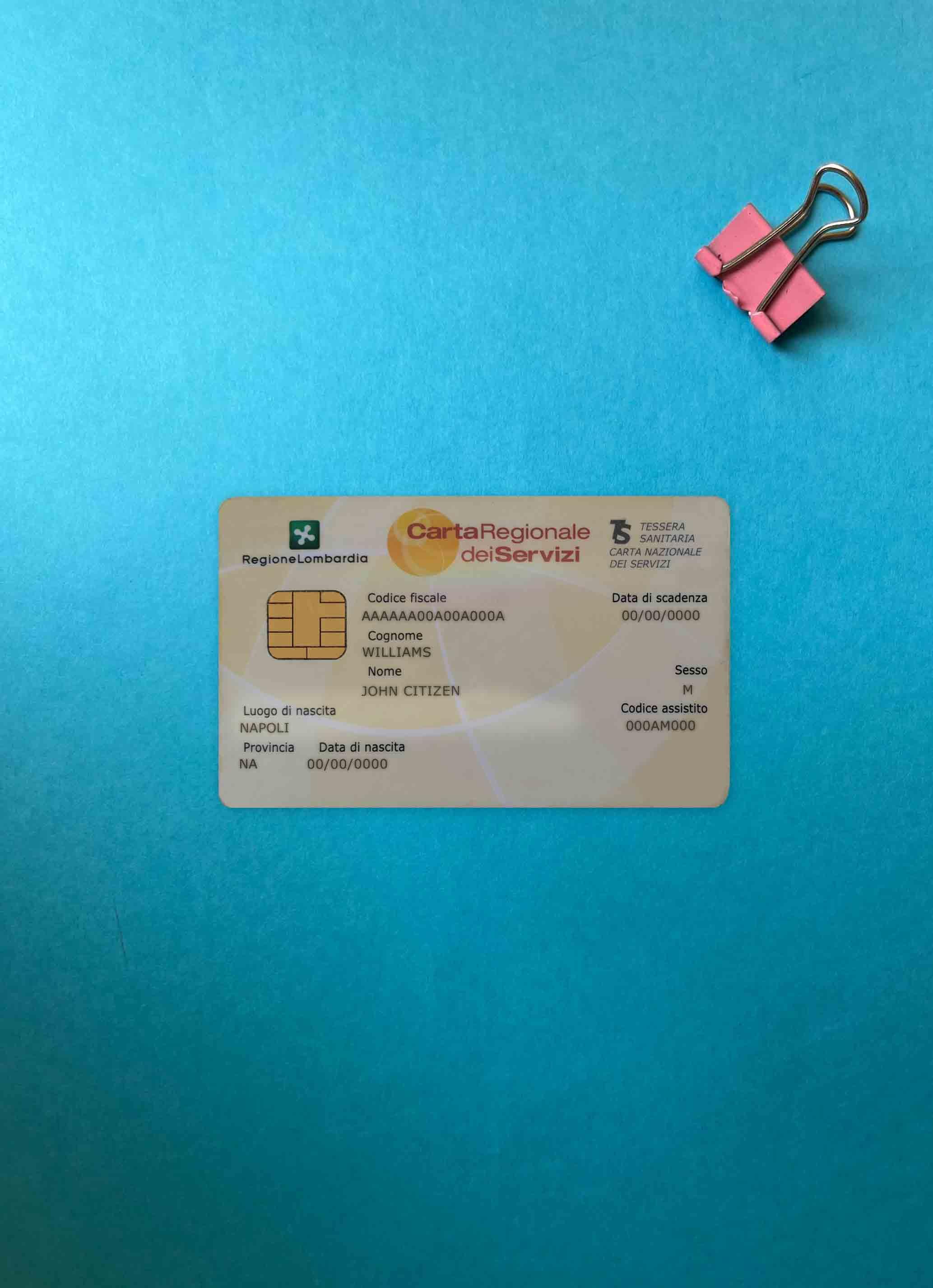 Italy health insurance card (Tessera sanitaria) Carta Regionale dei Servizi photolook FRONT